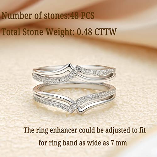 Ring Enhancer for Women, 925 Sterling Silver, AAAAA Cubic Zirconia, Curved Wedding Band Guard, Size 5-10, White2