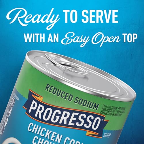 Image of Progresso Chicken Corn Chowder, Reduced Sodium Canned Soup, 18.5 oz | 25% Less Sodium Than Progresso Rich & Hearty Chicken Corn Chowder, White Chicken Meat, Corn, Potatoes & Celery, 170 Calories