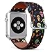 Produktbild Leder-Armband für Apple Watch Serie 4/3/2/1 Gen., Motiv: exikanischer Zuckerschädel, Kaktus und Blume auf Tapete, Motiv The Day of The Dead), gemustert, für iWatch 38 mm/40 mm
