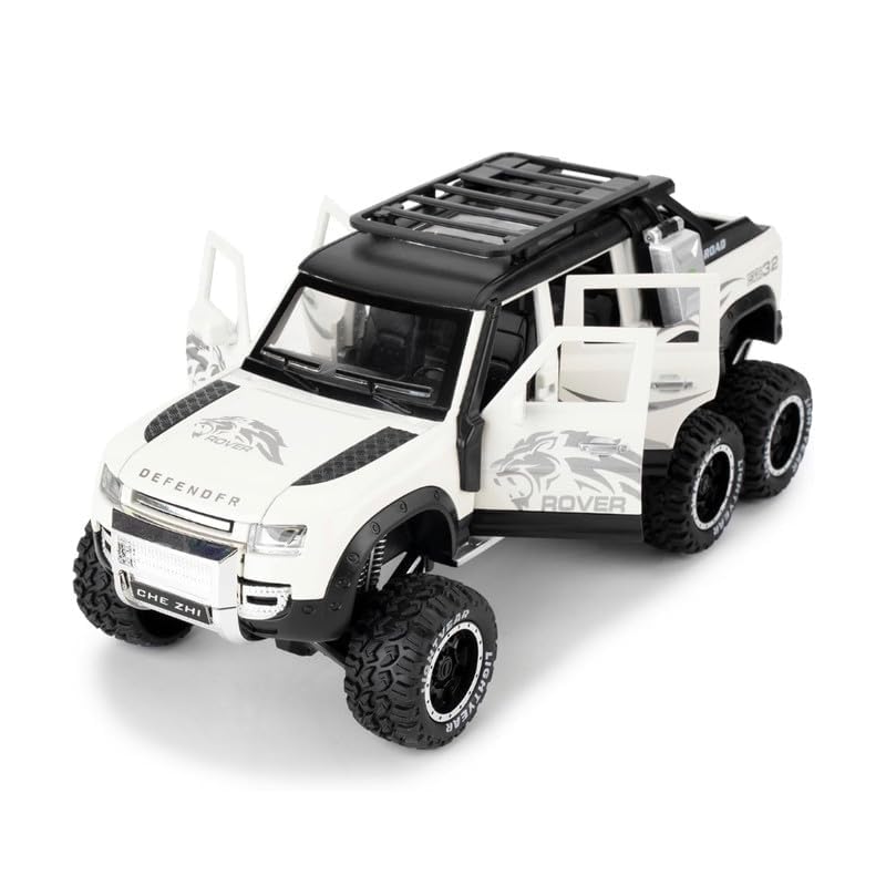 Image of Scale Exclusive Alloy Metal Pull Back | Die-cast Car Model with Sound Light Mini Auto Toy for Kids Metal Model Toy Car with Sound and Light (1:24 Scale def 6x6 - White)