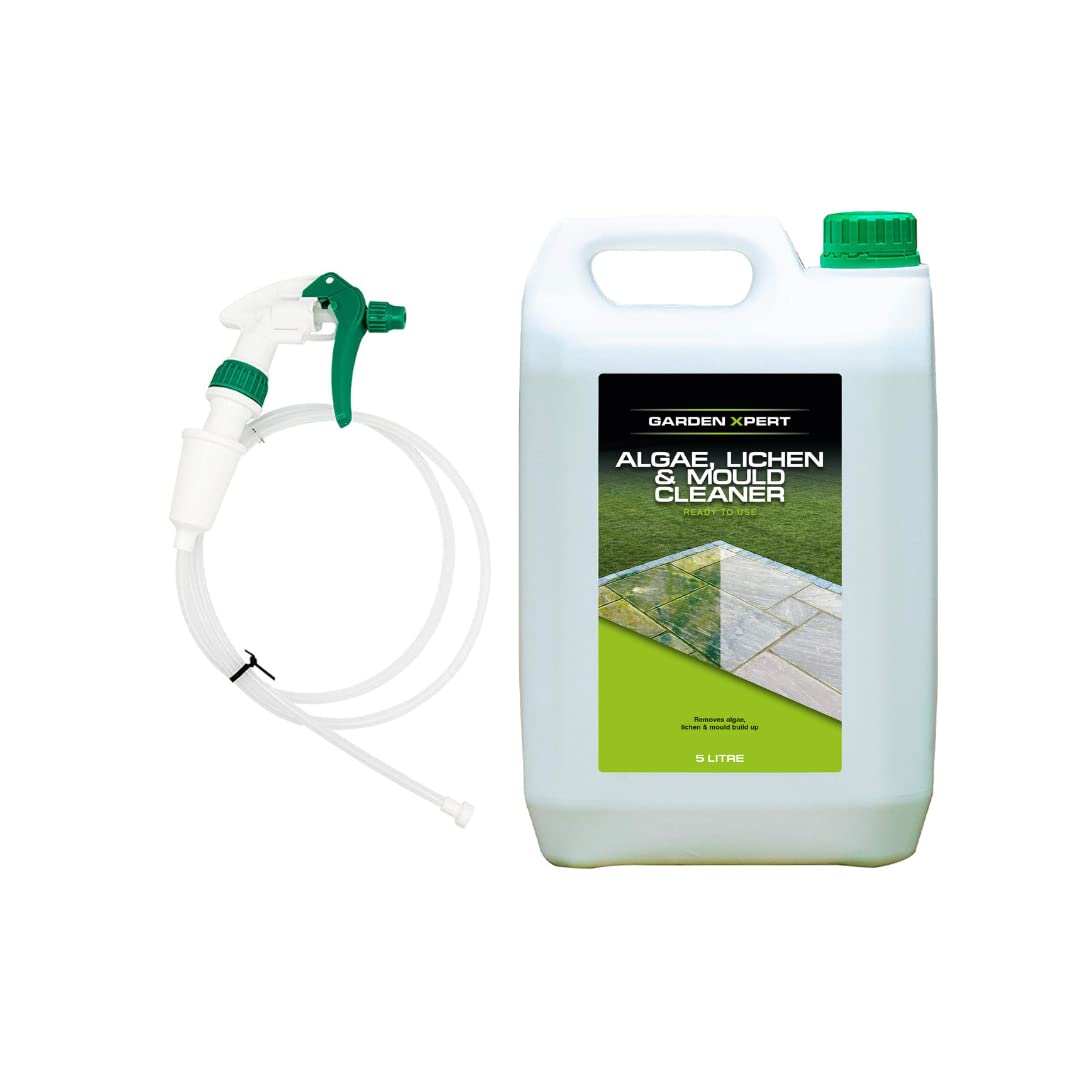 Garden Xpert Algae, Lichen & Mould Cleaner | 5 litre & Long Hose Trigger Spray (130cm length) | For Patios, Natural Stone, Paving Slabs, Decking, Paths & Roofs | Ready to Use | Pet Friendly Once Dry — image 1