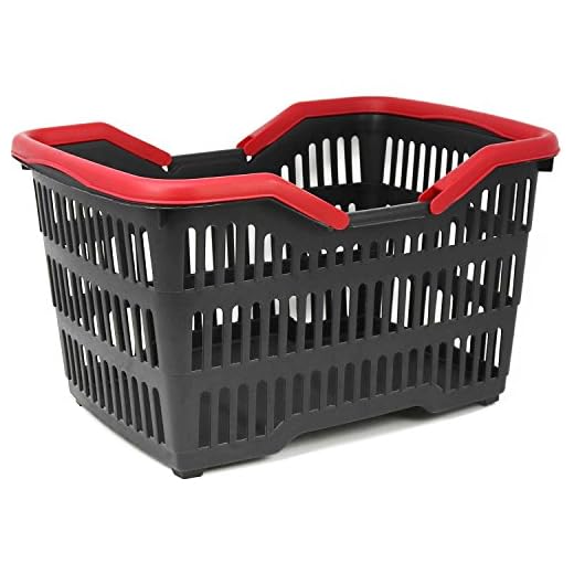 COM-FOUR® Varukorg plast med handtag - Bärkorg för transport - Stabil plastkorg i svart/röd - 39,5 x 29 x 22,5 cm (001 bitar - svart/röd)