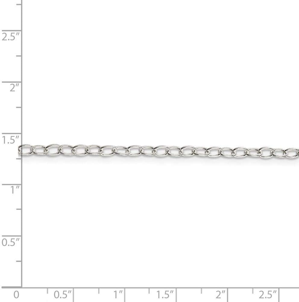 Chain Necklace White Sterling Silver Cable 20 in 3.4 mm
