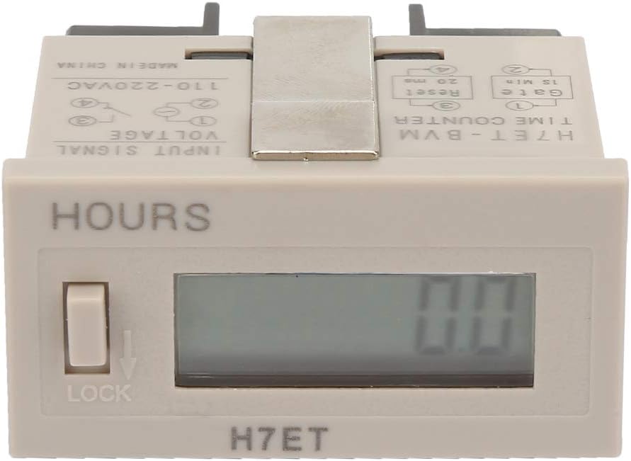 Electronic Counter Digital, Pulse Meter Life Totalizer Digital Meter Length Counter Wheel Roll LCD Display Frequency Time Relay with 6 Digit LCD Display AC 110-220V H7Et BVM(0.0 Hours)