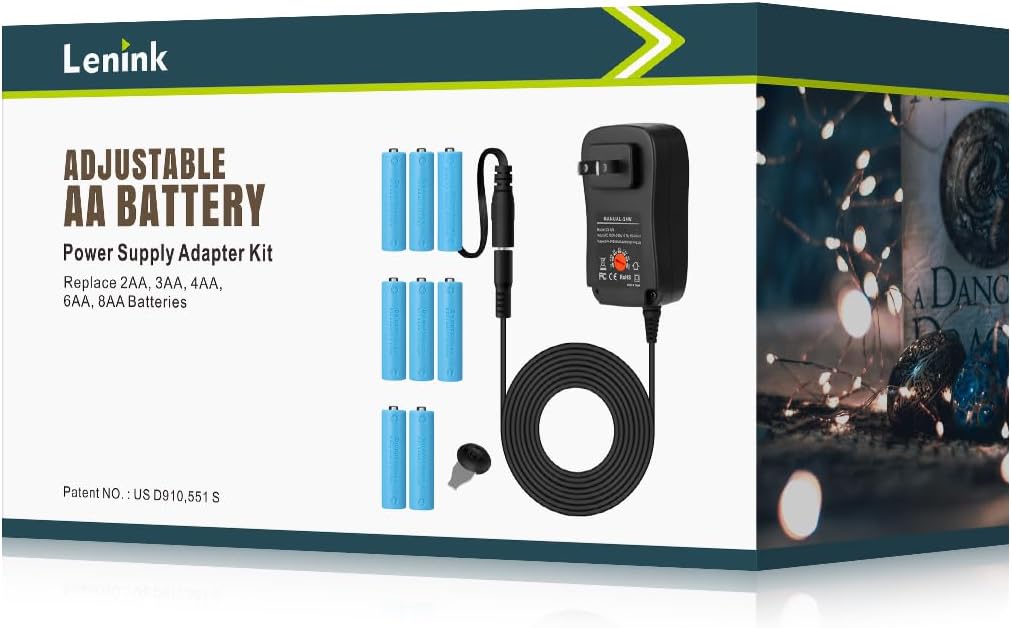 Lenink Adjustable AC Power Supply Adapter, Battery