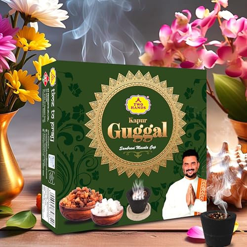 Image of TwoHands Kapur Guggal Sambrani Dhoop Cups for Pooja (36 Cups) | Kapur Guggal Loban Cup Dhoop | Natural Havan Dhoop Cups for Home, Meditation & Festivals | Pack of 3x12 + Free Burner Plate