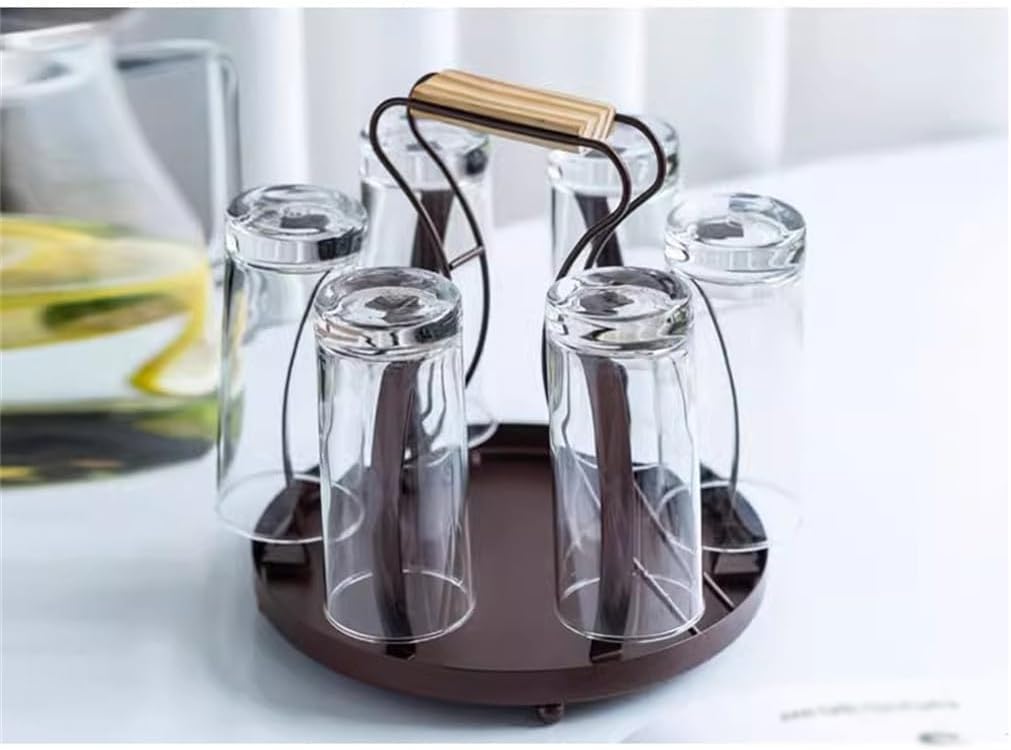 Cup Holder Storage Rack Six Tea Hanging, Drainage Tray