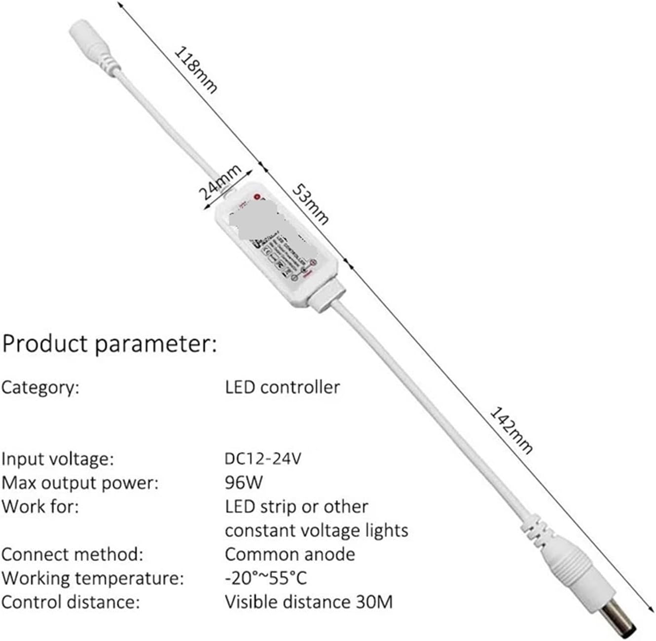 Single Color LED dimmer Controller DC 12V 24V 96W Dimming Control Single Color Light Strip Lamps