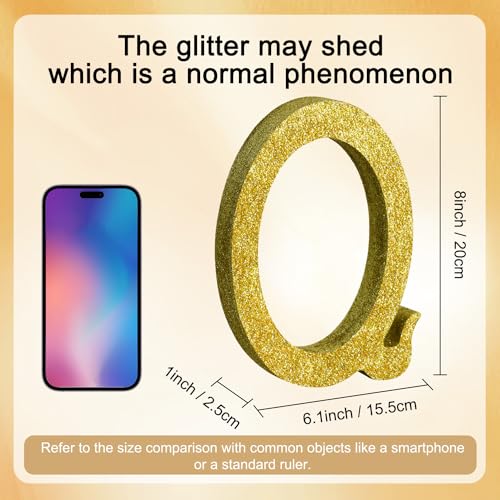 Image of TONIFUL 8 Inch Gold Glitter Letter Q Table Centerpiece A-Z Gold Birthday Party Decorations,Gold Alphabet Q for Birthday,Chrismas,Graduation,Bridal Shower,Wedding,Anniversary Party Supplies