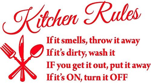 Blinggo Red 22" X 13" Kitchen Rules Art Home Mural Décor