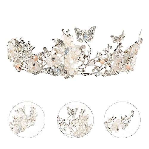 Lurrose Baroque Wedding Crown Butterflies Flowers Bridal Baroque Queen Crown Crystal Birthday Tiara Bridal Headpiece For Women And Girls #TOP6