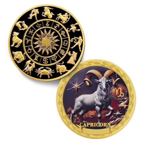 Capricorn 12 Zodiac Challenge Coin - Twelve Constellations Capricorn Protective Talisman Coin -...