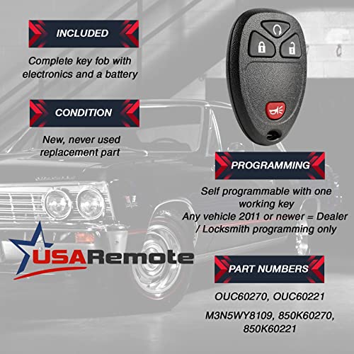 Key Fob Keyless Entry Remote fits Chevy Silverado Traverse Equinox Avalanche / GMC Sierra / Pontiac Torrent / Saturn Outlook Vue 2007 2008 2009 2010 2011 2012 2013 2014 2015 2016, 15913421 - Image 5