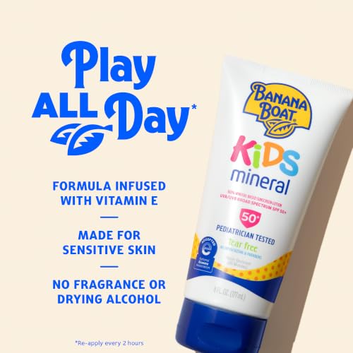 Image of Banana Boat Kids Mineral Sunscreen Lotion, SPF 50, 6 fl oz (Pack of 1)