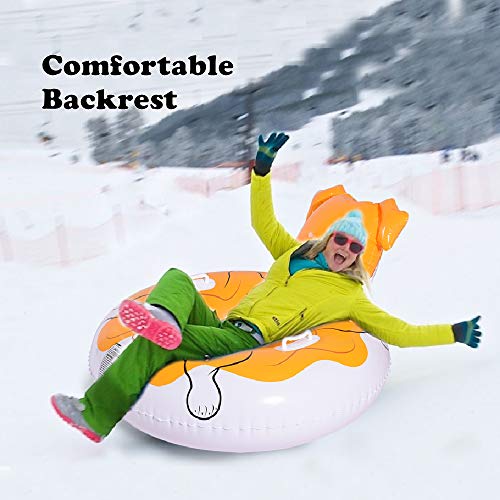 WateBom Snow Tube with Bulldog Design, Inflatable Snow Sled for Kids or Adults, 48 Inches Heavy Duty Snow Toys with Two Handles and Comfortable Backrest - Thumbnail 4