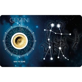 Gemini Zodiac Signs - Zodiac Signs Collector's Coin Fine Gold VAT Free In Coincard With Certificate of Authenticity