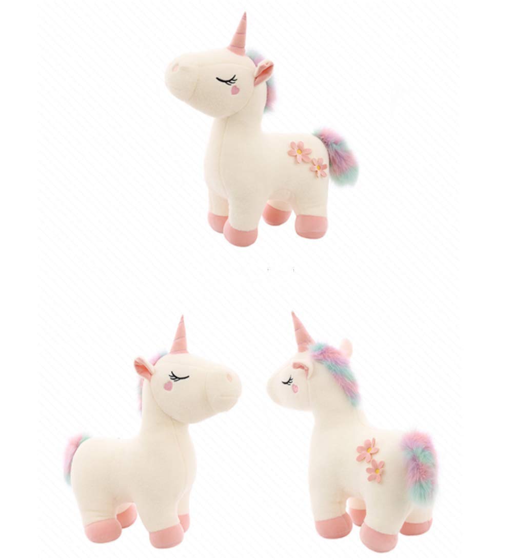 Kuscheliges Plüsch Einhorn mit bunter Mähne Stofftier Plüschtier Kuscheltier für Mädchen (Weiß,70cm)