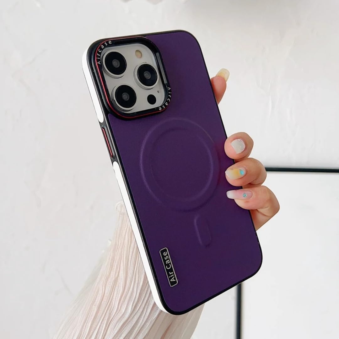 Housse cuir iPhone 12 Pro magnétique violette mat antichoc - 8
