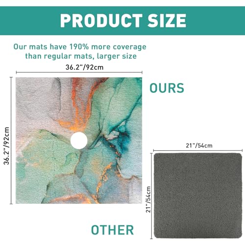 Image of Square Shower Mat Non Slip: 36 x 36 Inch Extra Large Shower Mats with Drain Hole in Middle - PVC Loofah Anti Slip Shower Floor Matt for Inside Shower