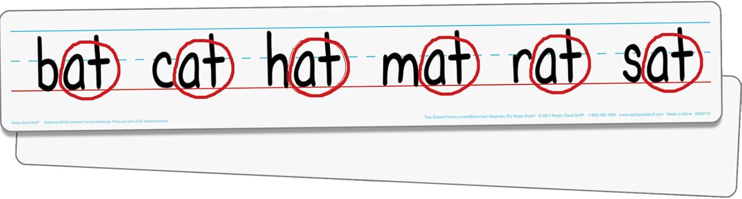 Really Good Stuff Double-Sided Primary-Lined Dry Erase Sentence Strip Boards - Pack of 12