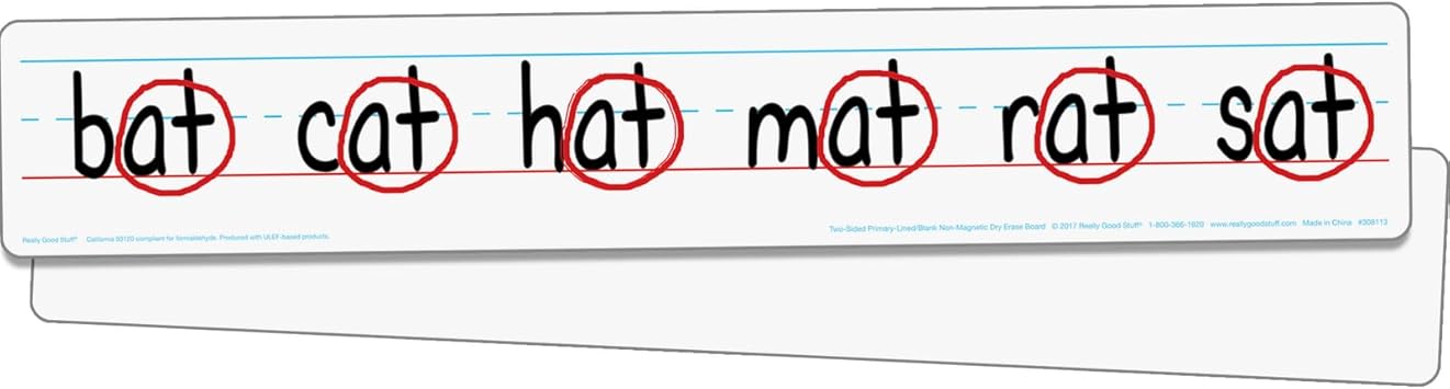 Really Good Stuff Double-Sided Primary-Lined Dry Erase Sentence Strip Boards - Pack of 12