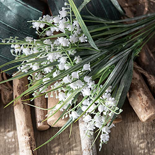 Amamia 6Pcs Beautiful Fake Bellflower 3D Printing Realistic Plastic Plant Diy Scene Layout Ornament Pastoral Style Artificial Green Plant Simulation Flower Arrangement Home Decoration White #TOP3
