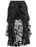 Coswe Women's Black Lace Victoria Gothic Long Maxi Skirt for Party