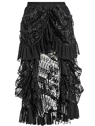 Coswe Women's Black Lace Victoria Gothic Long Maxi Skirt For Party