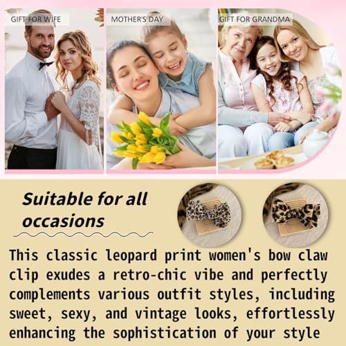 Pinzas para cabello con diseño de lazo y estampado leopardo, pack de 4 miniatura 5