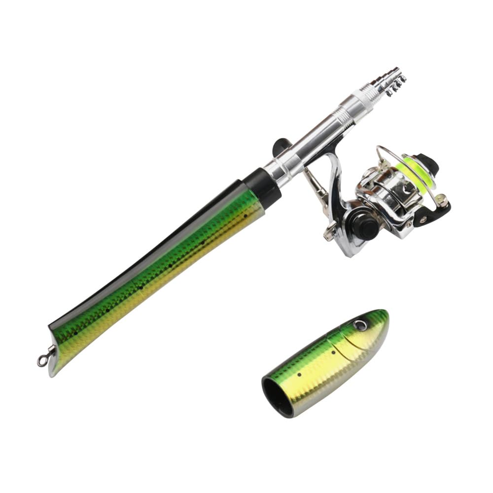Pocket Fishing Rod, Lightweight Telescopic Fish Rod Fish-Shaped Pen Fishing Pole with Reel & Line for Saltwater Freshwater Fishing