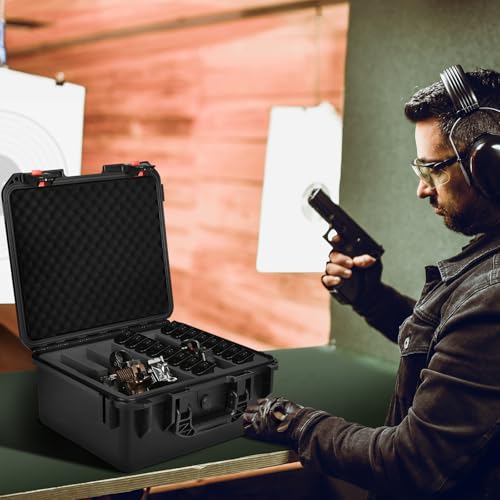 Pistol Gun Case for Multi Handguns - Hold Multiple Pistols & Magazines, Pre-cut Waterproof Hard Shell Gun Box, TSA Approved Pistol Case for SIG Sauer, Smith & Wesson, for Colt, for Revolver, for Glock