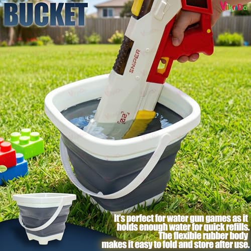 Image of VikriDA Electric Water Gun with Silicone Tube Dual Mode Automatic & Manual Shooting Long-Range Rechargeable Water Blaster for Kids Beach, Pool & Outdoor Summer Toy - Assorted