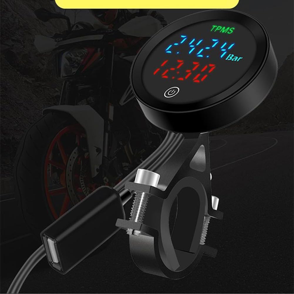 per monitor pressione pneumatici TPMS moto ABS alluminio in tempo reale | Ricarica Solare Display LCD Impermeabile ABS + Alluminio per Moto