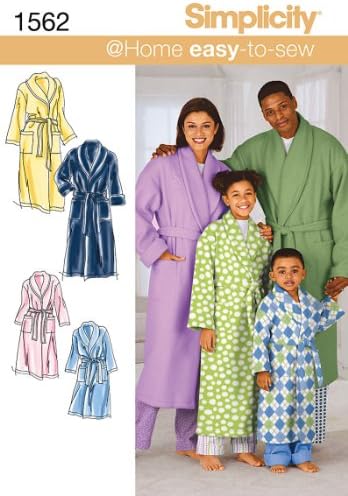 Simplicity 1562 Easy to Sew Child's, Teen's, and Adult's Robe Sewing Patterns, Youth Sizes XS-L and Adult Sizes XS-XL