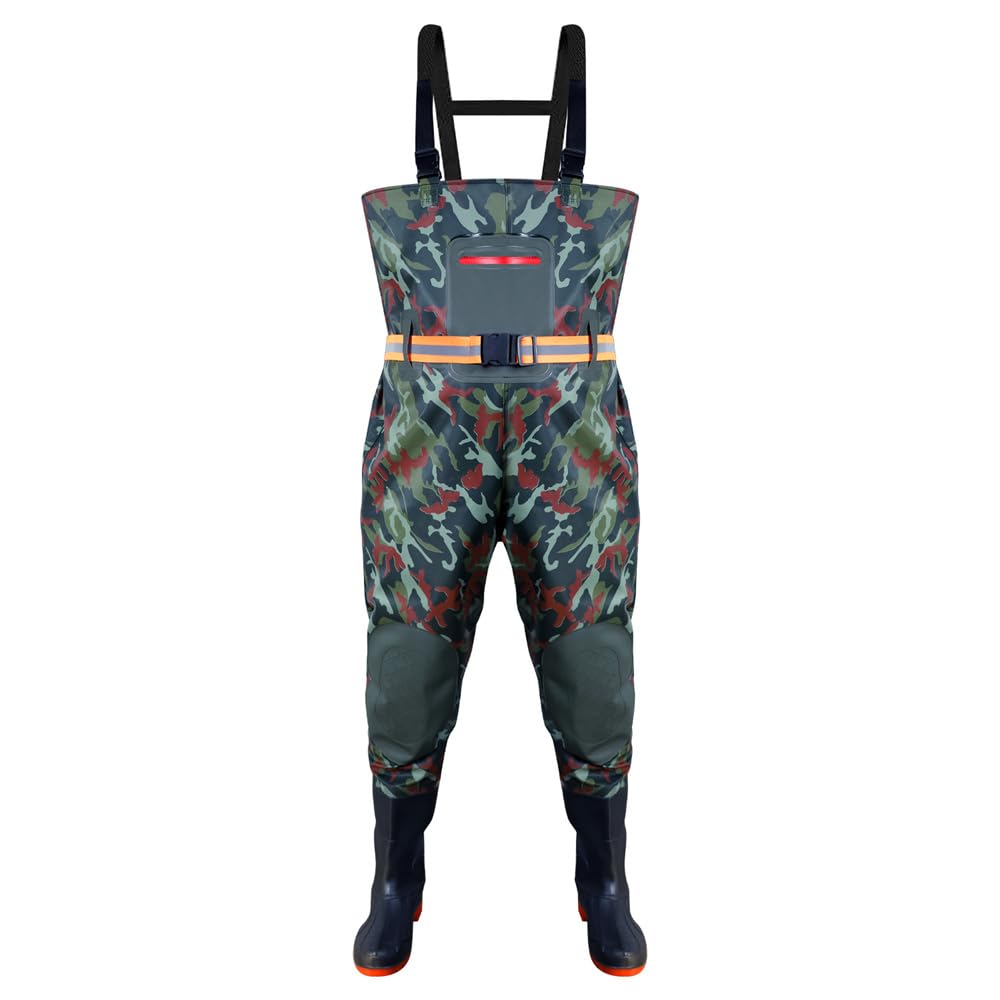 ENEN Waders Peche Homme Femme 36-46, Cuissarde de Peche Grande Taille, Nylon Composite PVC Pantalon de Bassin avec Bottes en Caoutchouc Antidérapant