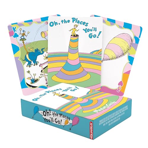 AQUARIUS Oh, The Places You'll Go Playing Cards - Dr. Seuss Themed Deck of Cards for Your Favorite Card Games - Officially Licensed Dr. Seuss Merchandise & Collectibles -  880458
