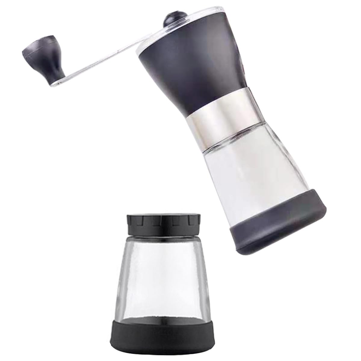 Molino de Manivela Manual para Café Recipiente de Vidrio Sellado, Acero Inoxidable y Cerámica, Fácil Desmontaje y Protección Ambiental para Cocina y Oficina