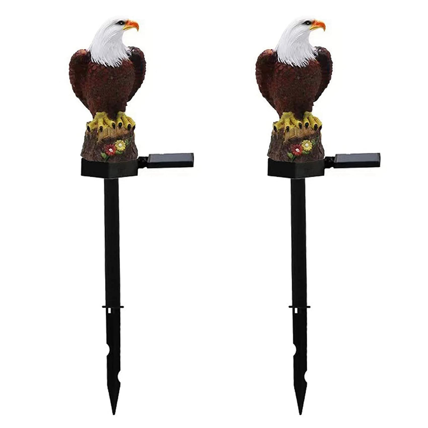 Hndhbfgrt 2X Solar Garden Light Resin Bald Eagle Figurine Dusk Dawn Solar Yard Light Animal Solar Stake Light Outdoor Decorative
