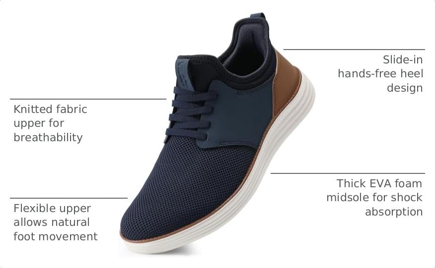 Image of VILOCY Mens Slip On Casual Dress Shoes Hands Free Fashion Sneakers Mesh Tennis Walking Work Shoes Comfortable Breathable Lightweight Non Slip