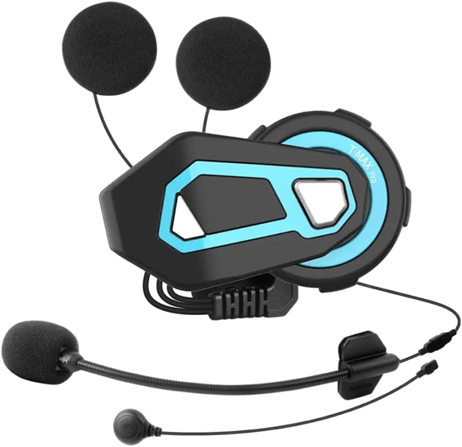 FreedConn Motorcycle Communication System for 6 Riders Group Intercom, T-max Helmet Bluetooth Headset Intercom for Motorbike Skiing,Range 1500m,IP65 Waterproof,FM Radio,Universal Pair,1 Pack