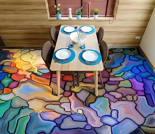 Badezimmerbodenaufkleber Wasserdicht 3D-Bodentapeten-Wandbilder mit blühenden Farben, 150 x 105 cm Bodenfliesen Aufkleber Wohnzimmer Studie Wasserdicht Bodenbelag Tapete, Epoxidharz