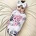 Galabloomer Newborn Receiving Blanket Headband Set Baby Swaddle Mother and Baby (White Blush)