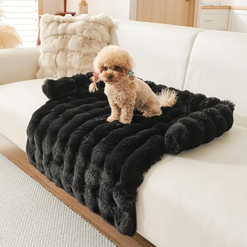 Dream Cloud Pet Sofa Bed, Non-Slip Dog Sleeping Mats, Fluffy Fuzzy Cozy Washable Couch Cover For Small Medium Dogs & Cats (Black