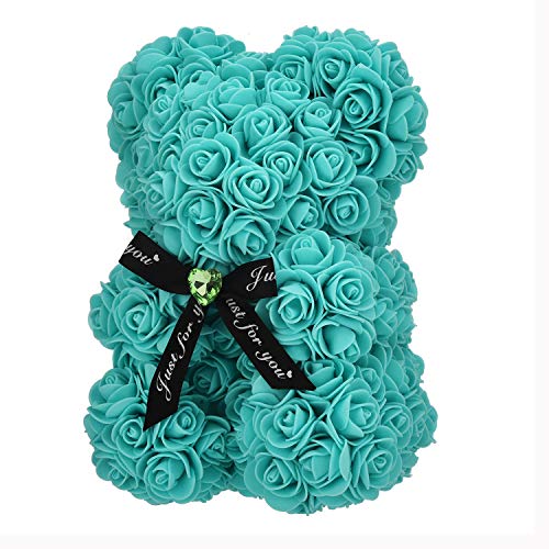 image for ZLJ Rose Bear, Rose Teddy Bear, 10 Inches Tall - Over 250+ Flowers on 