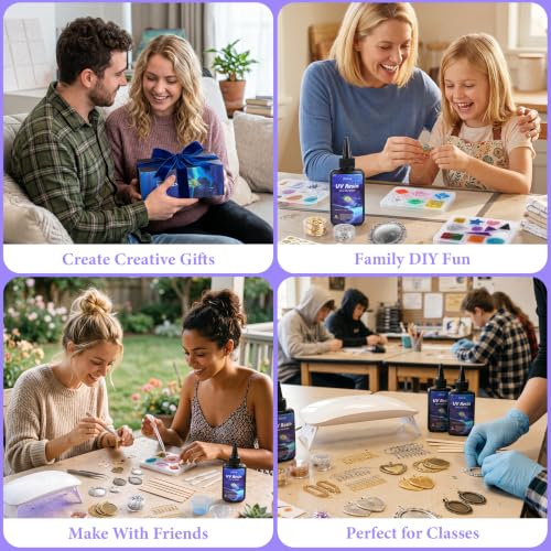Image of FUHITIM UV Resin Jewelry Making Kit, UV Resin Kit with Light and Molds 400g | Crystal Clear UV Resin,DIY Jewelry Making Kit, Resina Starter Kits for Keychain Earring Necklace Rings and More