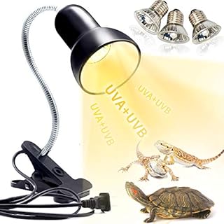 Tortoise Heat Lamp Basking Lamp, 3 Bulb UVA UVB Light Lamp, Heat Spotlight Reptile Light Aquarium Basking Light With Holder for Tortoise Bell Turtle Snake Lizards Terrarium Amphibian, E27 25W 50W