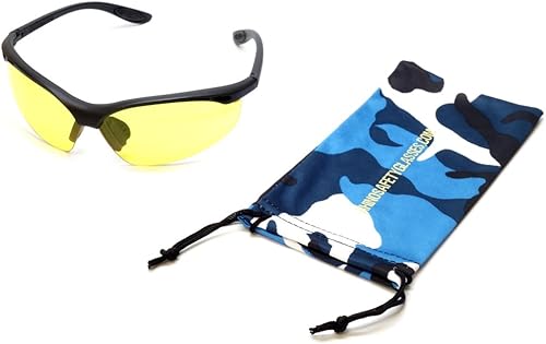 Calabria Rhino R91348 Lector de gafas de seguridad bifocales +1.00 amarillo envoltura alrededor de la protección de gafas protectoras/bolsa de