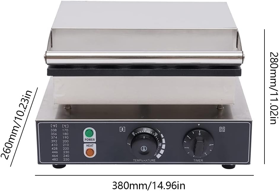 Commercial Corn Dog Waffle Maker, 4 Slice Non-Stick Stainless Steel Hotdog Waffle Maker Machine Professional Hotdog Intelligent Waffle Maker 50-300℃ Temp Timer Control for Snack Food Home Restaurant