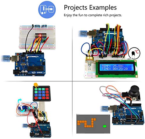 Docreate Ultimate Starter Kit with Development Board, 260 Pages Detailed Tutorial, 217 Items, 51 Projects, Solderless Breadboard