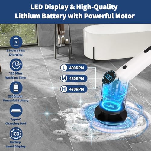 Image of 9 in 1 Cordless Electric Spin mop Floor Cleaning Machine Electric Spin Scrubber, Cleaning Brush, Shower Scrubber Power Cleaning Brush with Extension Handle, Bathtub Grout Tile